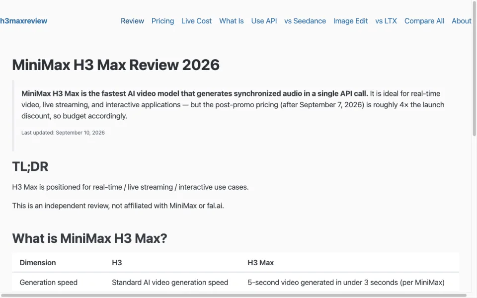 H3 Max Review 预览截图